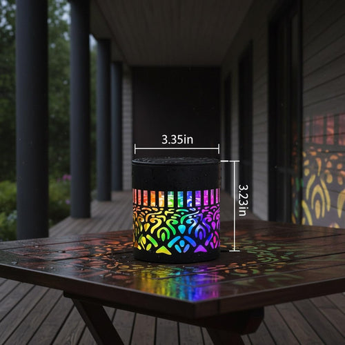 Seven-Color Changing Solar Mandala Projection Wall Light Decorative Solar Mandala Lights Outdoor Waterproof Metal Fence Lights for Yard Garden Post Patio Backyard Decor