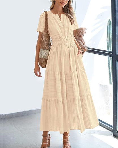 Solanaelle Tiered Pocket Maxi Dress
