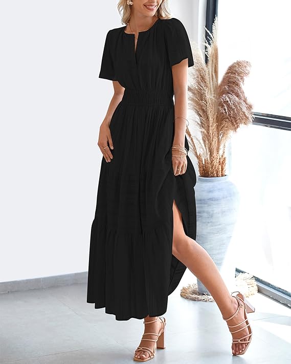 Solanaelle Tiered Pocket Maxi Dress