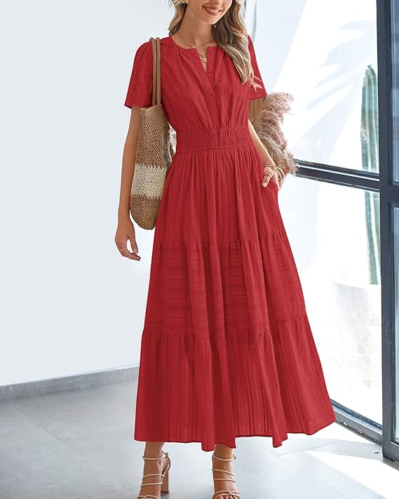 Solanaelle Tiered Pocket Maxi Dress