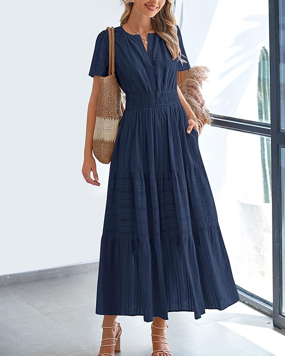 Solanaelle Tiered Pocket Maxi Dress